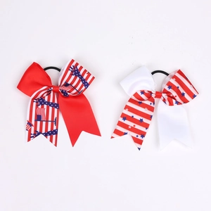Independence Day hair bow set with red white blue stars and stripes patterns