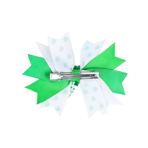 Barrette à cheveux pour la Saint-Patrick avec nœud trèfle vert et pince crocodile