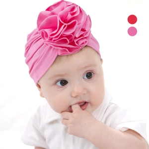 Baby Girl Solid Color Turban Hat Large Flower Cotton Blend Beanie Soft Infant Headwrap Photography Prop Accessories Gift
