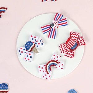 Set of four Independence Day hair bows with stars and stripes for girls and kids