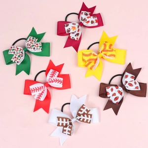 Elastici per Capelli con Fiocco Rugby Cheerleading in Nastro Grosgrain Motivo Football Accessori per Capelli Ragazza