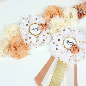 Set di eleganti corsage floreali per Baby Shower in oro champagne per futuri genitori