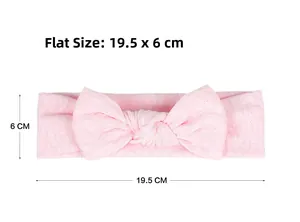 Detailed size specifications for pink waffle texture baby headband showing 19.5cm x 6cm dimensions
