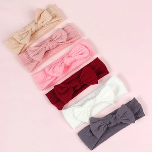 Détails de bandeaux de bébé souples à nœuds papillon en six couleurs variées