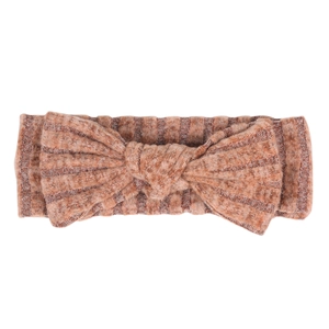 Soft ribbed baby headband with cute rabbit ear bow design in vintage dusty rose color
