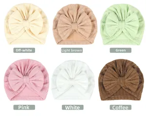 Detailed grid showing 6 different solid color newborn turbans with large ribbed bows