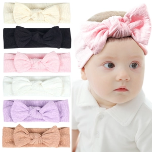 Soft Elastic Baby Bow Headband Solid Color Knit Hair Band For Newborn Infant Toddler Daily Wear Girls Hair Accessories