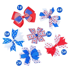 Set di 6 fermagli per capelli con bandiera americana, motivo a stelle e strisce