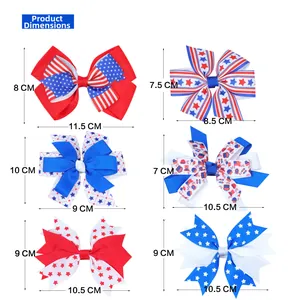 Tabella taglie dettagliata per fiocchi capelli USA nei colori rosso bianco blu