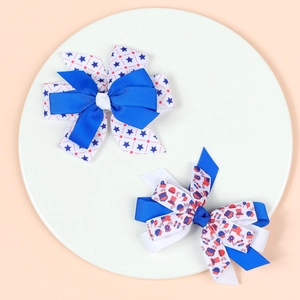 Mollette per capelli da bambina con fiocchi patriottici rosso bianco blu festa indipendenza
