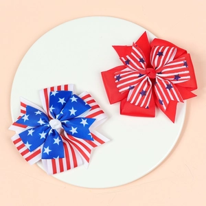 Barrettes à cheveux avec nœud de princesse pour le Jour de l'Indépendance motif USA