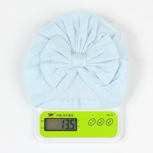 Lightweight breathable mesh baby turban hat with bow weighing only 13.5g for infants