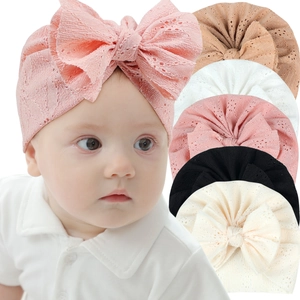 Bonnet Turban Bébé Grand Nœud Ajouré Respirant Bandeau Nourrisson Doux Enveloppement Tête Princesse Accessoires Cheveux Nouveau-Né