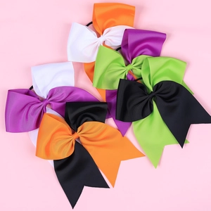 Halloween Large Grosgrain Ribbon Cheer Bow Hair Ties Two Tone Butterfly Bow Elastic Hair Bands For Girls Festival Accessories