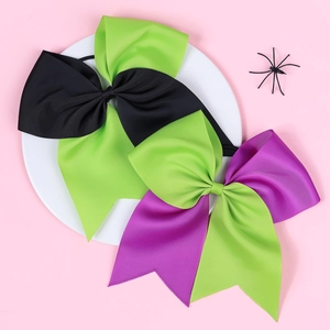 Halloween boutique grosgrain ribbon hair bows in green, black and purple for girls