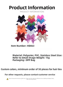Variety of colorful sequin bow hair clips in pink blue and gold with stainless steel pins