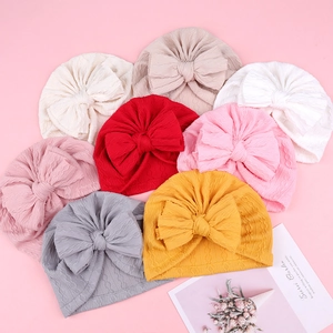 Lot de bonnets turban pour bébé avec grand nœud décoratif en plusieurs couleurs douces
