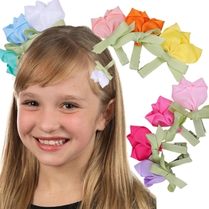 Barrettes à Cheveux en Ruban Gros-Grain Tulipe Faites à la Main pour Filles Pinces Bec de Canard Douces Enfants Accessoires de Cheveux Floraux