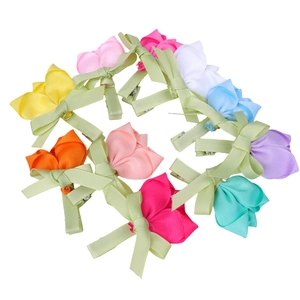 Lot de 10 pinces à cheveux tulipes et nœuds pour filles en diverses couleurs pastel