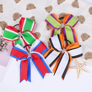Set van vier kleurrijke haarelastiekjes met strik en strass voor feestelijke dames kapsels