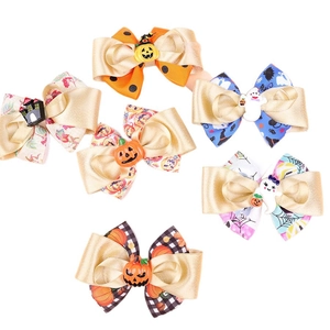 Lot de six barrettes d'Halloween avec breloques citrouille et fantôme pour filles