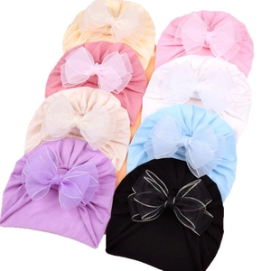 Sweet baby lace sun hats with double mesh bows in various colors for summer