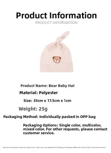 Detailansicht der hellrosa Babyhaube aus Polyester mit Maßen von 35cm mal 17,5cm