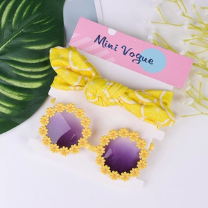 Set fascia per capelli al limone e occhiali da sole a margherita per bambine moda
