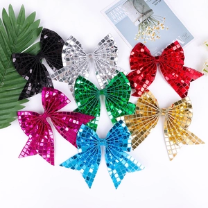 Set of seven sparkling sequin hair bows in vibrant colors for girls party hairstyles