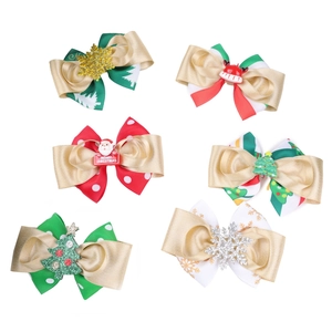 Lot de 6 nœuds de Noël avec Père Noël et sapins pour la coiffure de fête des enfants