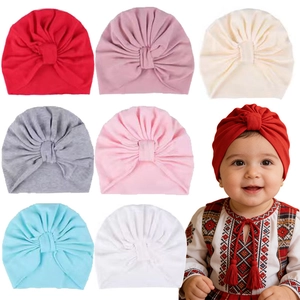 Soft Cotton Baby Turban Hat Pleated Knot Indian Style Headwrap For Newborn Infant Toddler Breathable Winter Warm Beanie