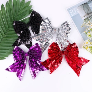 Sparkly sequin bow hair clips in black, silver, purple and red for girls party wear