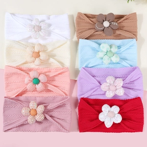 Bandeaux Bébé Élastiques Doux Fleurs en Tissu Tricoté Accessoires Cheveux pour Nouveau-Nés Tout-Petits Filles Cadeau