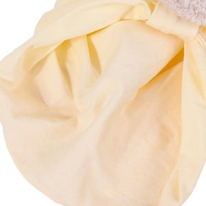 Soft cotton baby hat and sock set in cream yellow with cute bow and fleece details