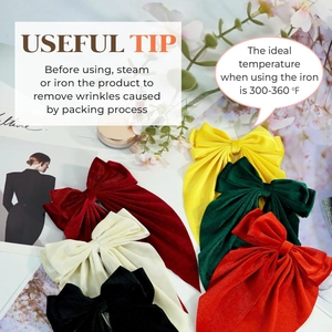 Velvet oversized bow hair clips in multiple colors with long ribbons on white background