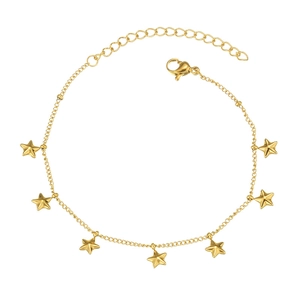 Minimalist gold stainless steel bracelet with five-pointed star tassels and lobster clasp