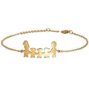 Elegantes vergoldetes Edelstahl-Familienarmband mit fünf Silhouetten an einer O-Kette