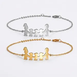 Edelstahl Armband Mit Silhouette Einer Fünfköpfigen Familie Gold Silber Verstellbarer Schmuck Für Damen Mutter Geschenk