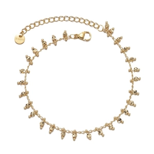 14K gold plated stainless steel bracelet with faceted beads and lobster clasp closure