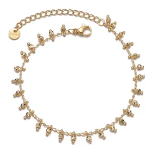 Minimalist Stainless Steel Gold Plated Bracelet For Women Faceted Poly Bead Tassel Light Luxury High End Fashion Hand Jewelry Gift