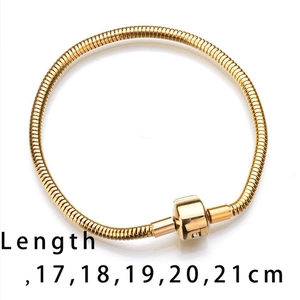 Guía de tallas detallada para pulsera de cadena de serpiente dorada de 17cm a 21cm