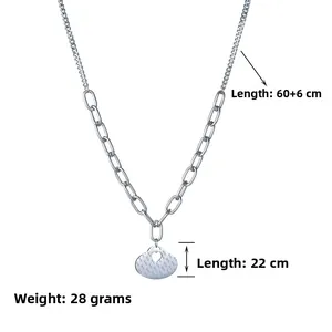 Détail du pendentif cadenas cœur en acier inoxydable avec mesures de chaîne 60+6cm