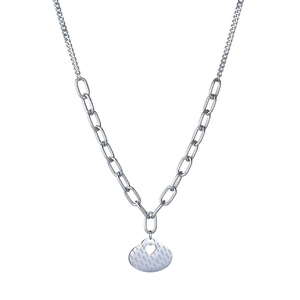 Collier minimaliste en acier inoxydable argenté avec pendentif cadenas cœur et chaîne