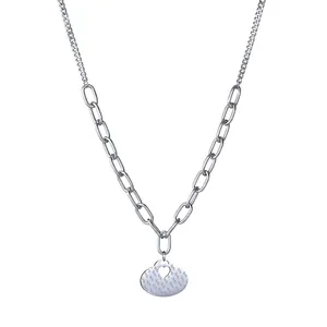 Collier Avec Pendentif Cœur Creux en Acier Inoxydable Pour Femme Chaîne de Splicing Bijoux Style Industriel Minimaliste