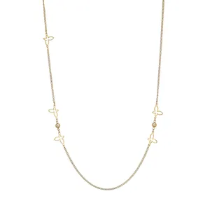 Minimalist Hollow Butterfly Stainless Steel Necklace For Women Elegant Gold Silver Plated Rhinestone Clavicle Chain Jewelry Gift