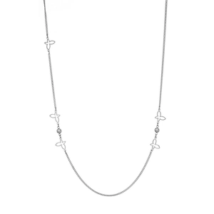 Minimalist hollow butterfly stainless steel necklace with round cubic zirconia stones
