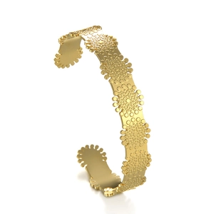 Exquisite 14K gold plated snowflake open bangle in vintage style for women on white background