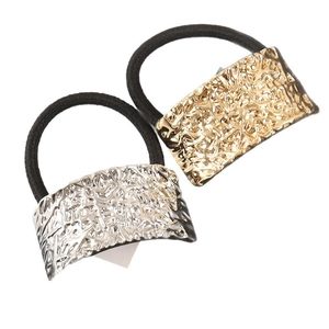 Elastico per Capelli in Lega Minimalista Con Piastra in Metallo a Texture Martellata Supporto per Coda di Cavallo Elastico Cravatte Capelli per Donna