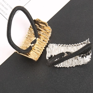 Irregular metal texture hair tie set with gold and silver alloy wavy patterns