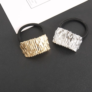 Irregular textured alloy hair ring set in gold and silver with high elastic band